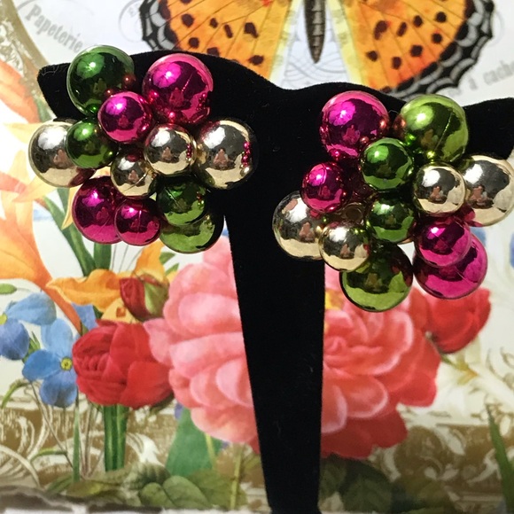 Fab Party earrings Clips, beautiful color, 🌺🦋 - Picture 2 of 5